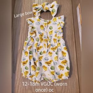 Kate Quinn ruffle button pinafore Shortie + matching headband